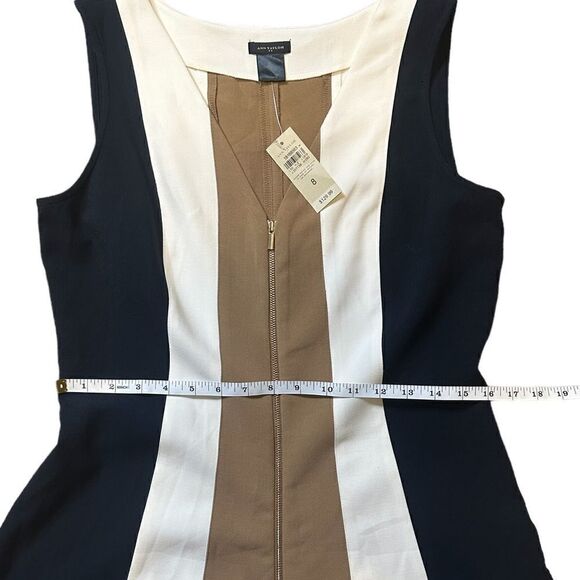 Ann Taylor Colorblock Zipper Front Fit & Flare Style Career Dress Size 8 NWT - Picture 8 of 12